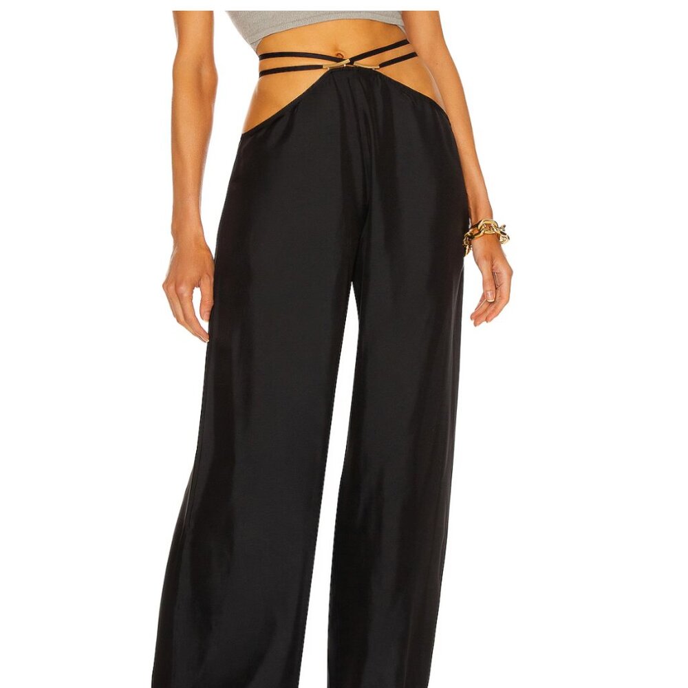 Cult Gaia Tessa Black Pants Gold Hardware XS New